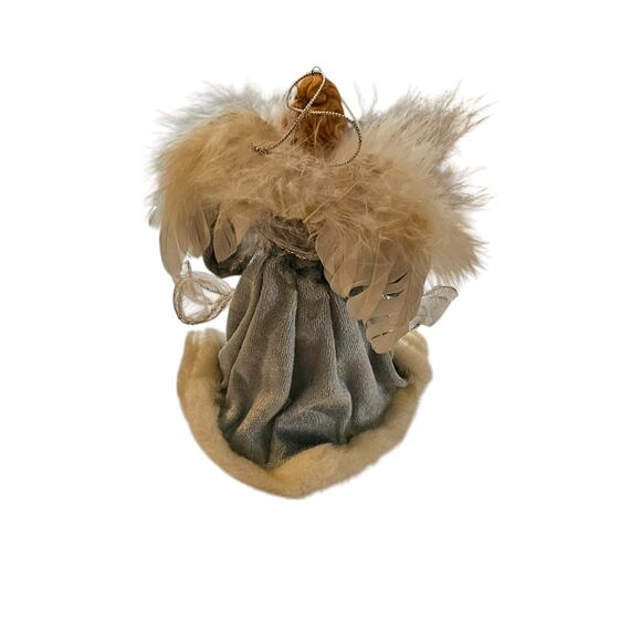 Vintage Christmas Tree Topper Angel White w/ Silver Accents Porcelain - Picture 3 of 5